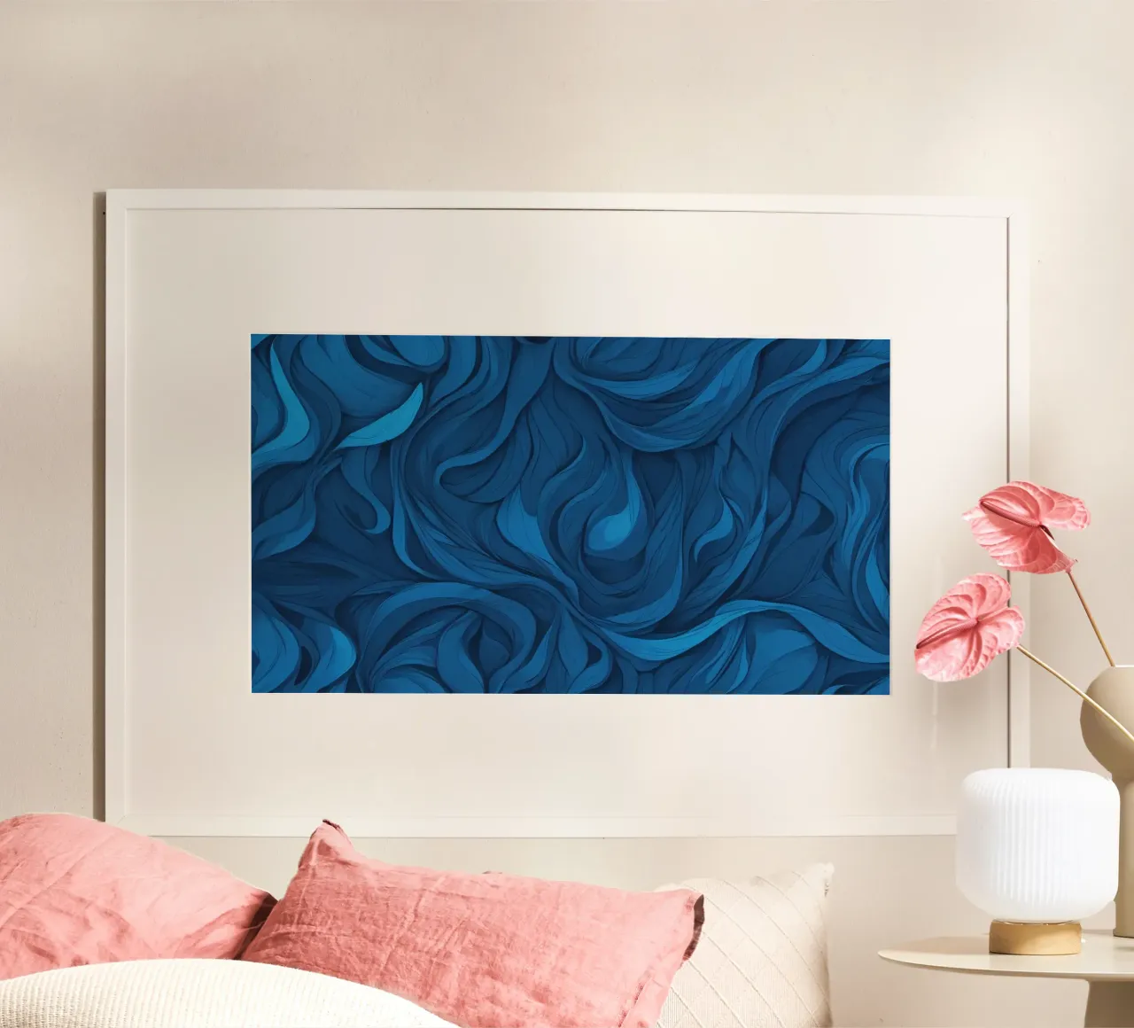 Intricate waves of blue in an abstract background design hahnemühle by DesignDoodle