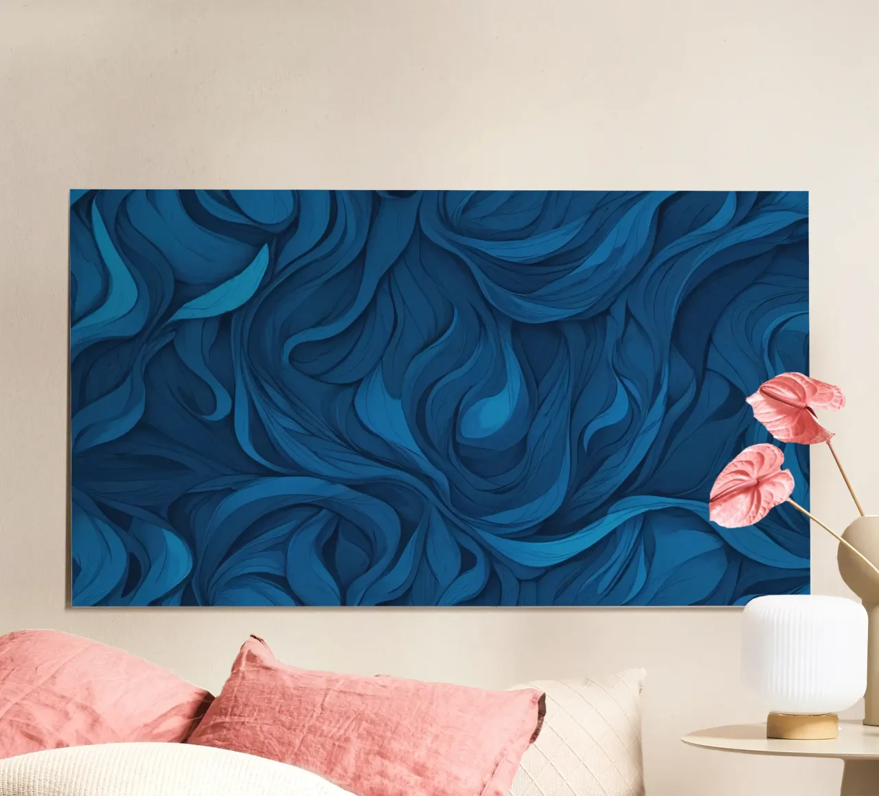 Intricate waves of blue in an abstract background design hahnemühle by DesignDoodle