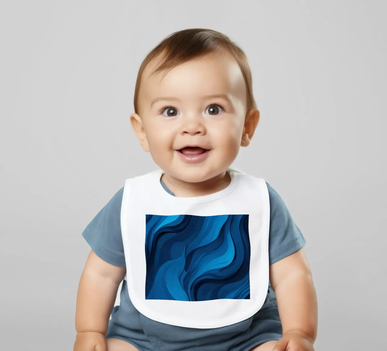 Dynamische blaue Wellen bilden einen abstrakten, fließenden Hintergrund Babylätzchen von DesignDoodle