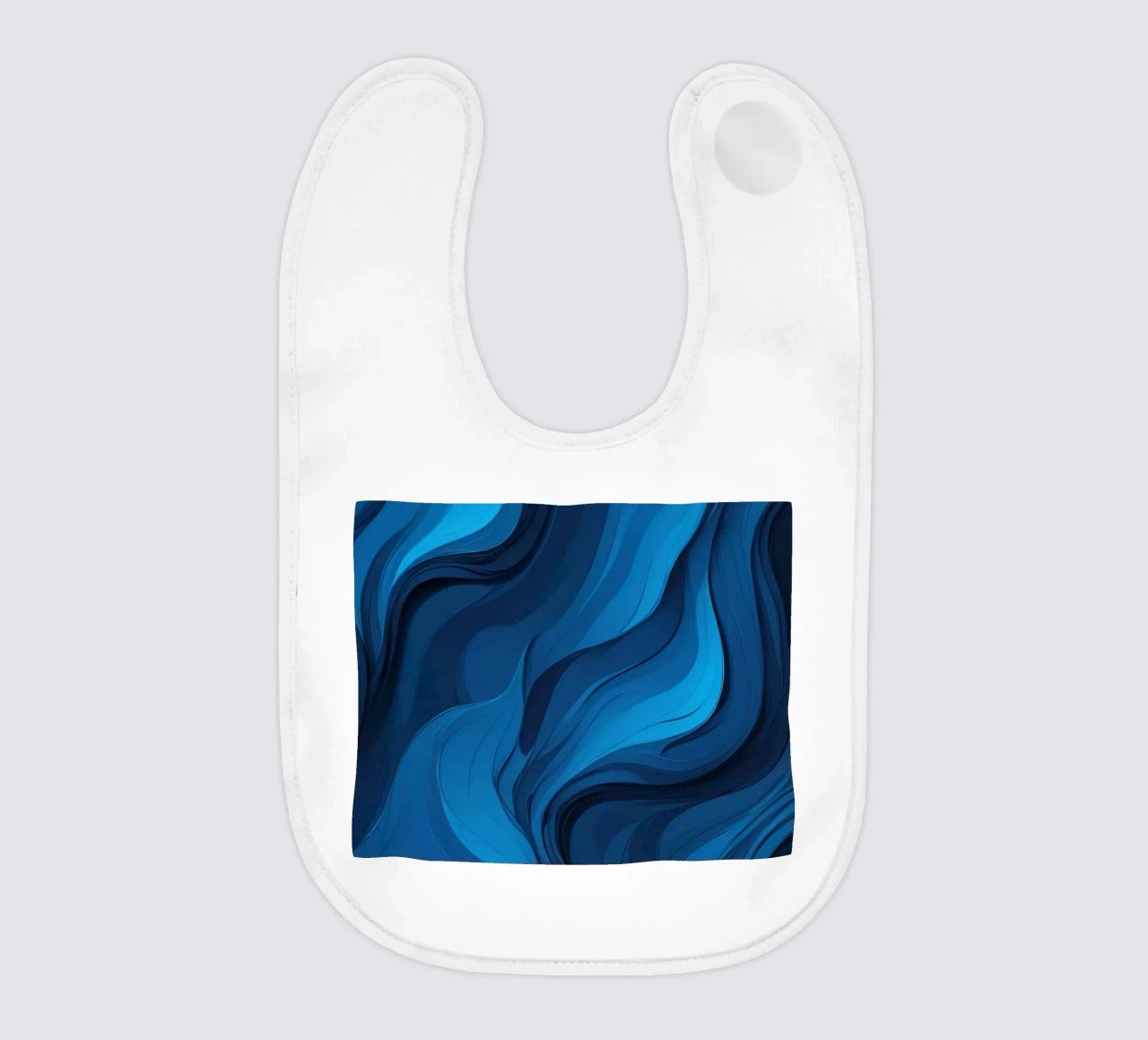 Dynamic blue waves create an abstract background flowing baby bib by DesignDoodle