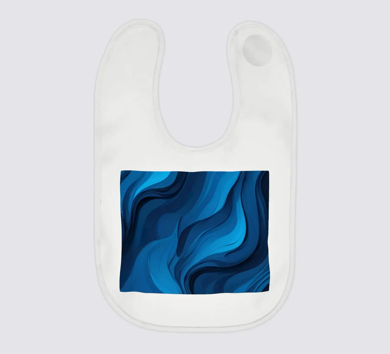 Dynamic blue waves create an abstract background flowing baby bib by DesignDoodle
