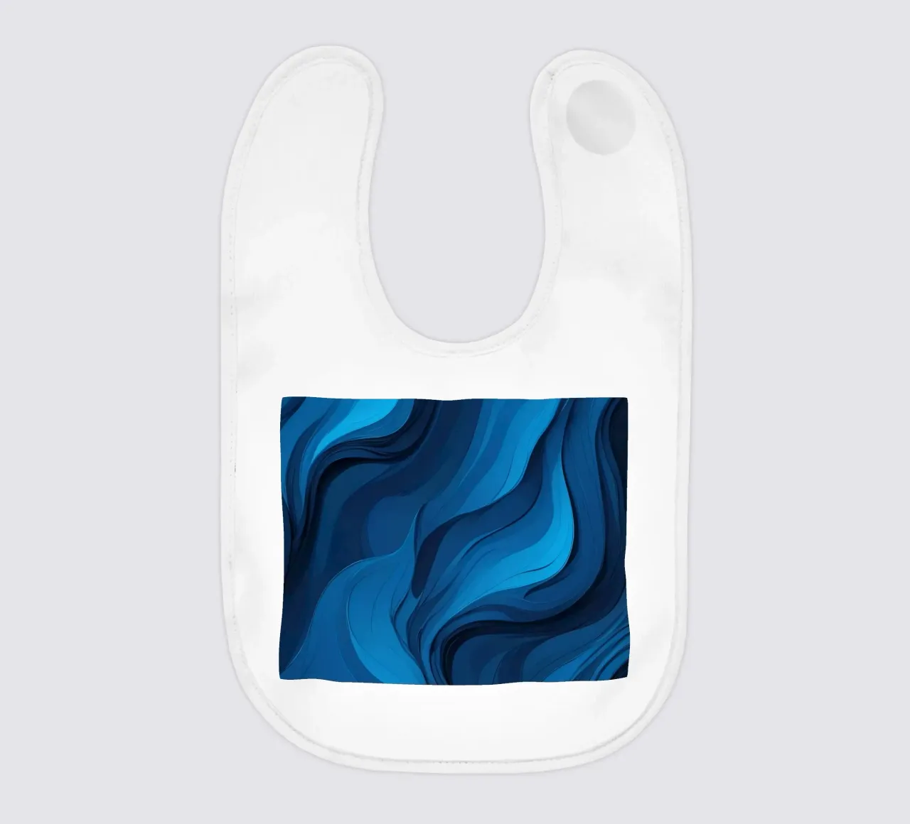 Des vagues bleues dynamiques créent un arrière-plan abstrait qui s'écoule bavoir de DesignDoodle