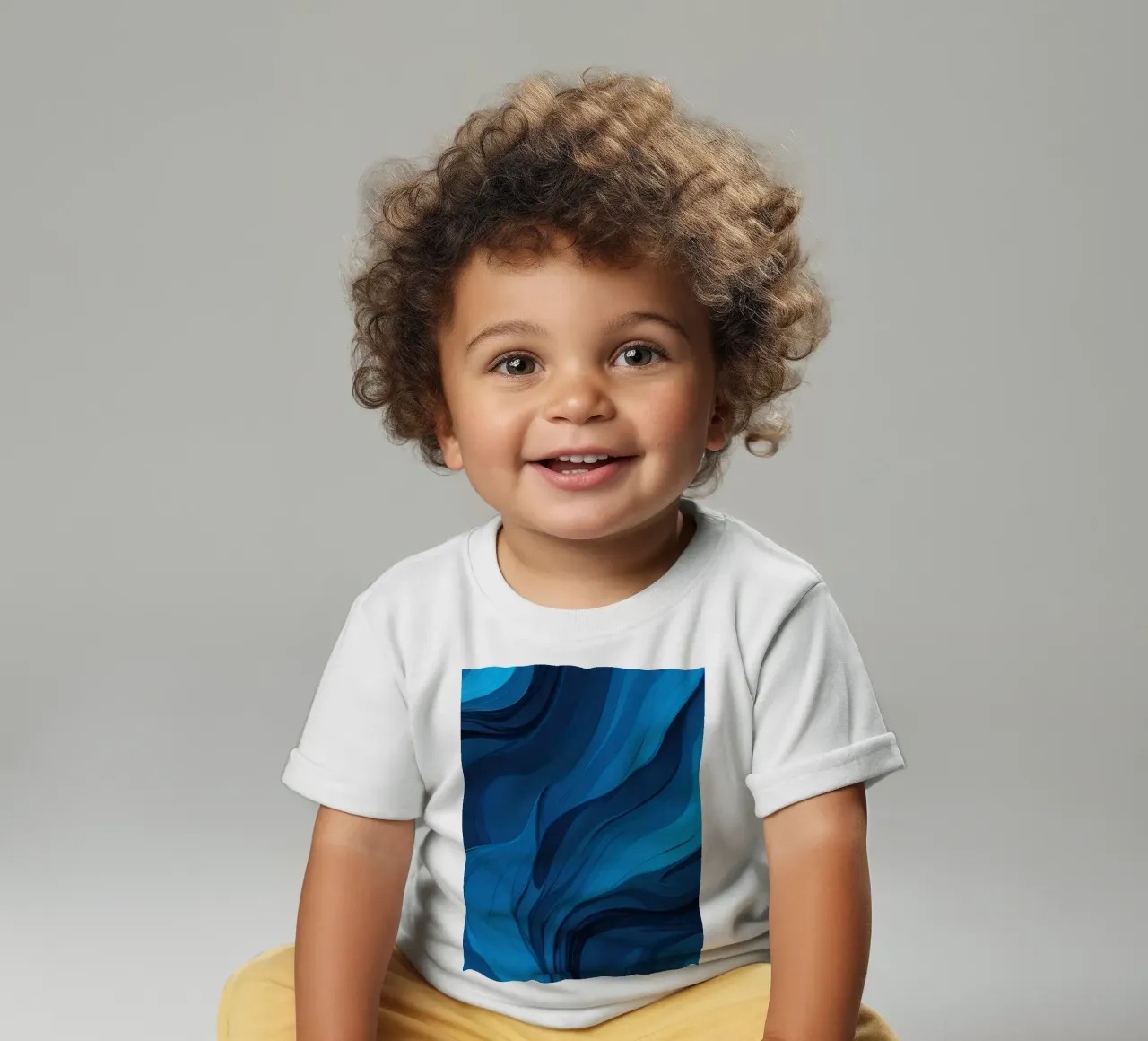Dynamic blue waves create an abstract background flowing baby t-shirt by DesignDoodle