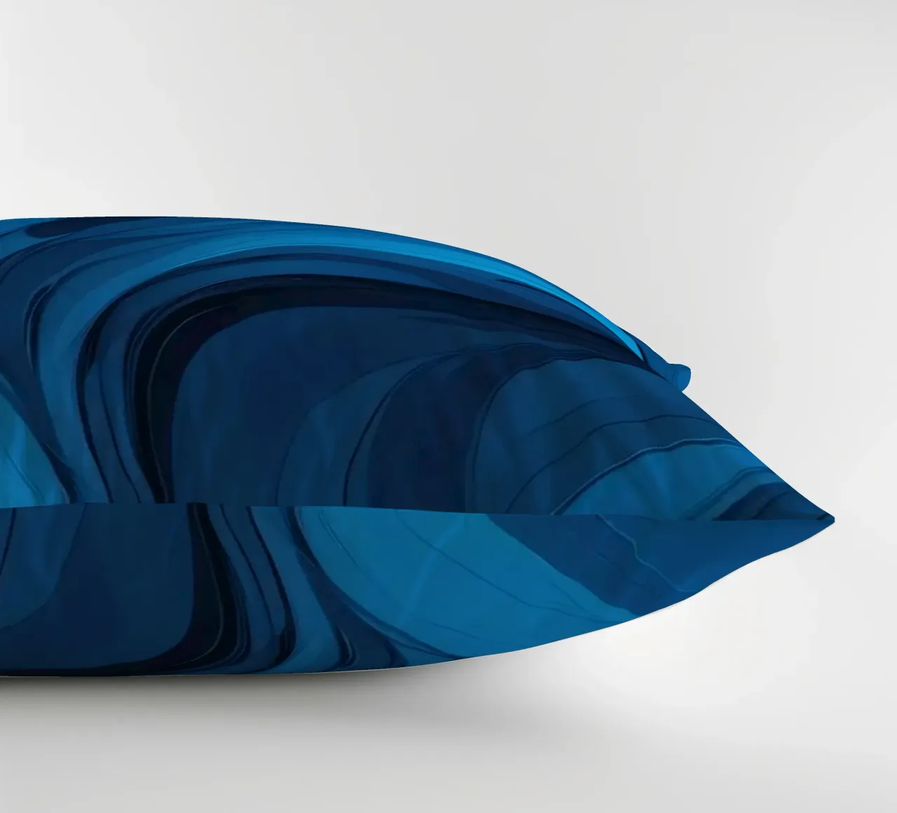 Dynamic blue waves create an abstract background flowing decorative cushion by DesignDoodle