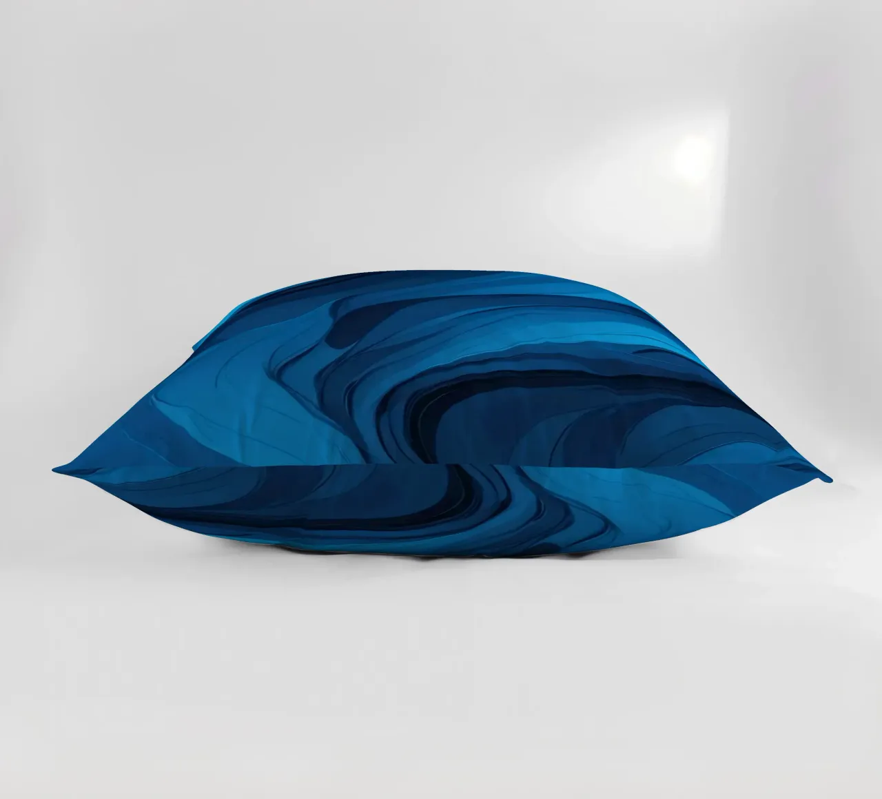 Dynamic blue waves create an abstract background flowing decorative cushion by DesignDoodle