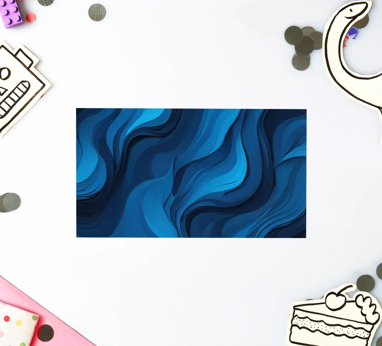 Dynamische blaue Wellen bilden einen abstrakten, fließenden Hintergrund Sticker von DesignDoodle