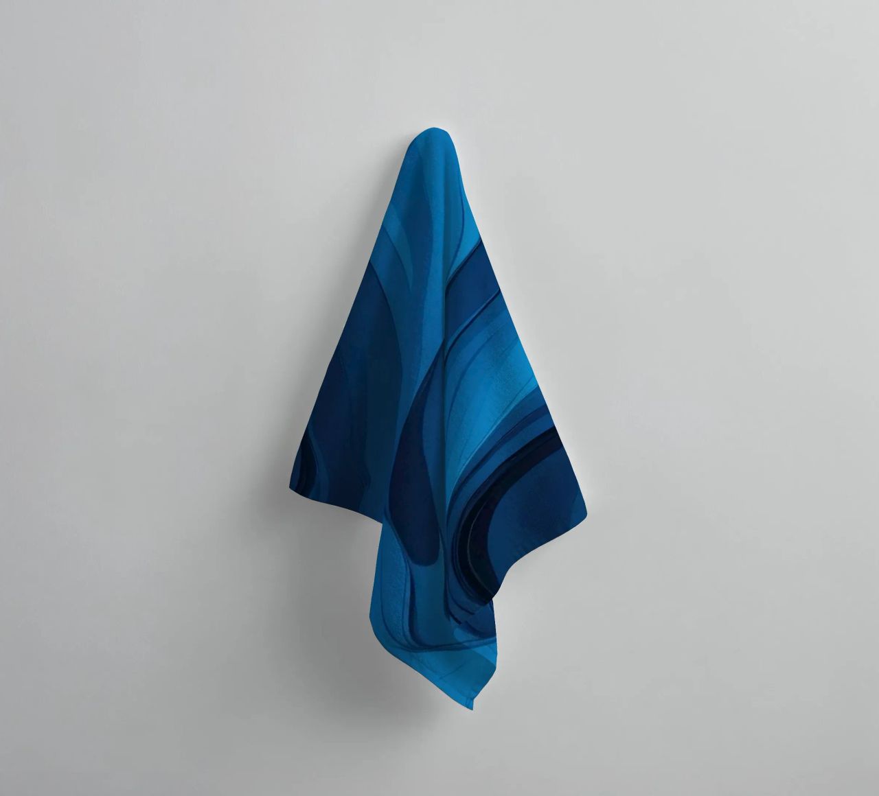 Dynamic blue waves create an abstract background flowing towel by DesignDoodle