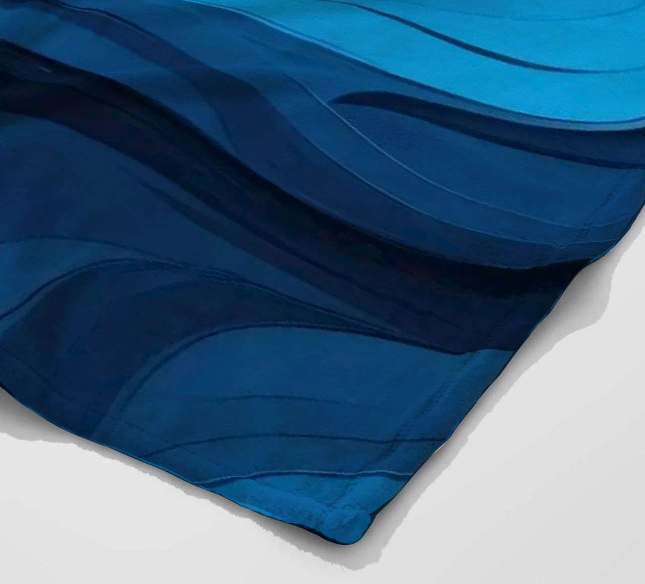 Dynamic blue waves create an abstract background flowing fleece blanket by DesignDoodle