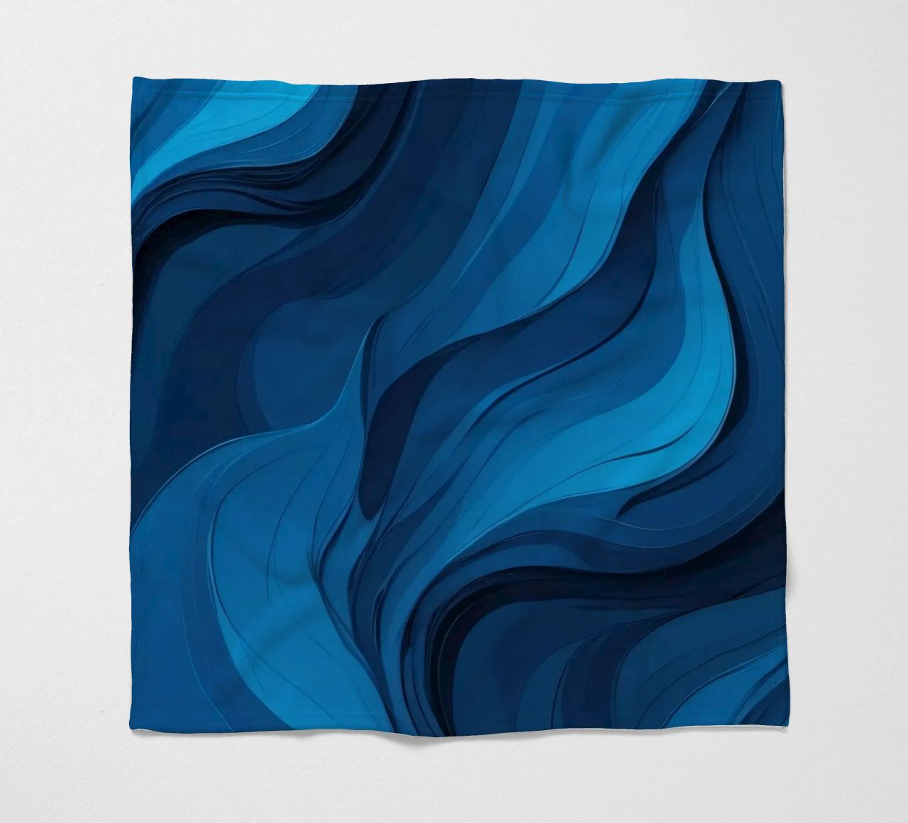 Dynamic blue waves create an abstract background flowing fleece blanket by DesignDoodle