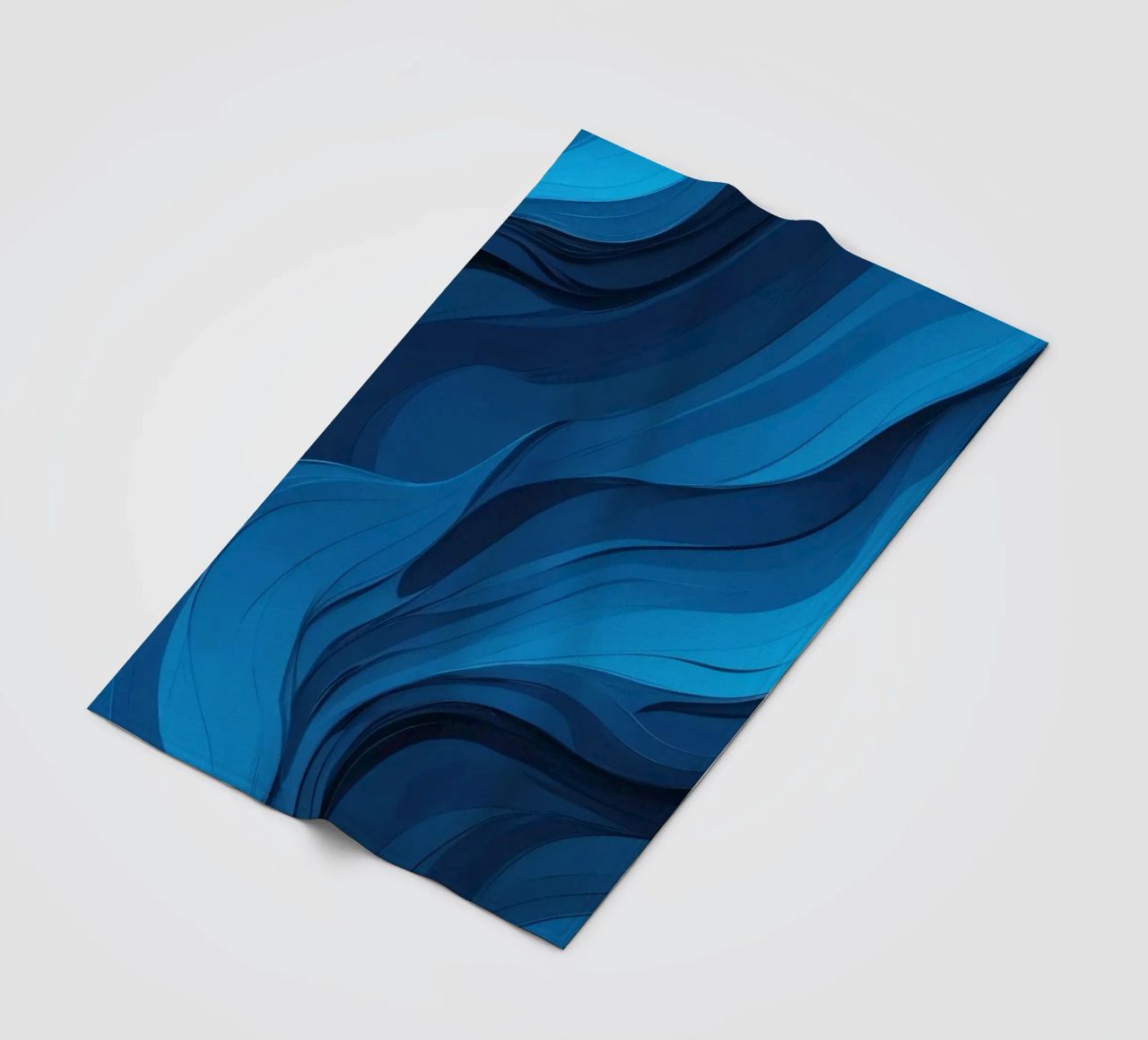 Dynamic blue waves create an abstract background flowing fleece blanket by DesignDoodle