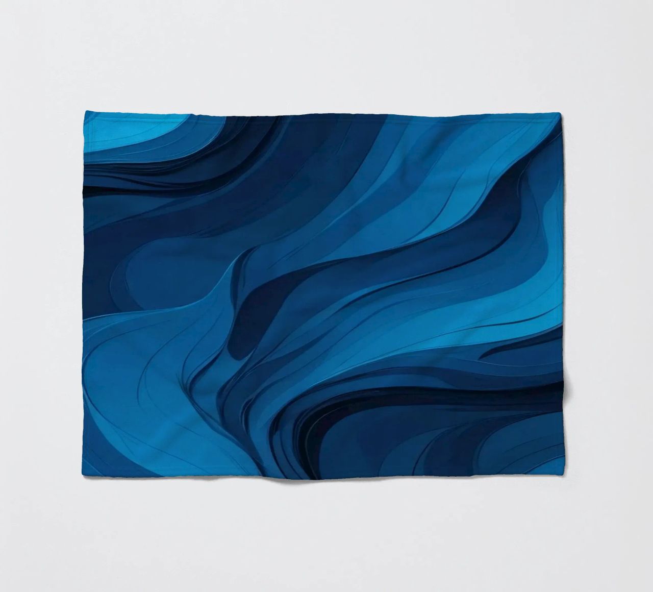Dynamic blue waves create an abstract background flowing fleece blanket by DesignDoodle