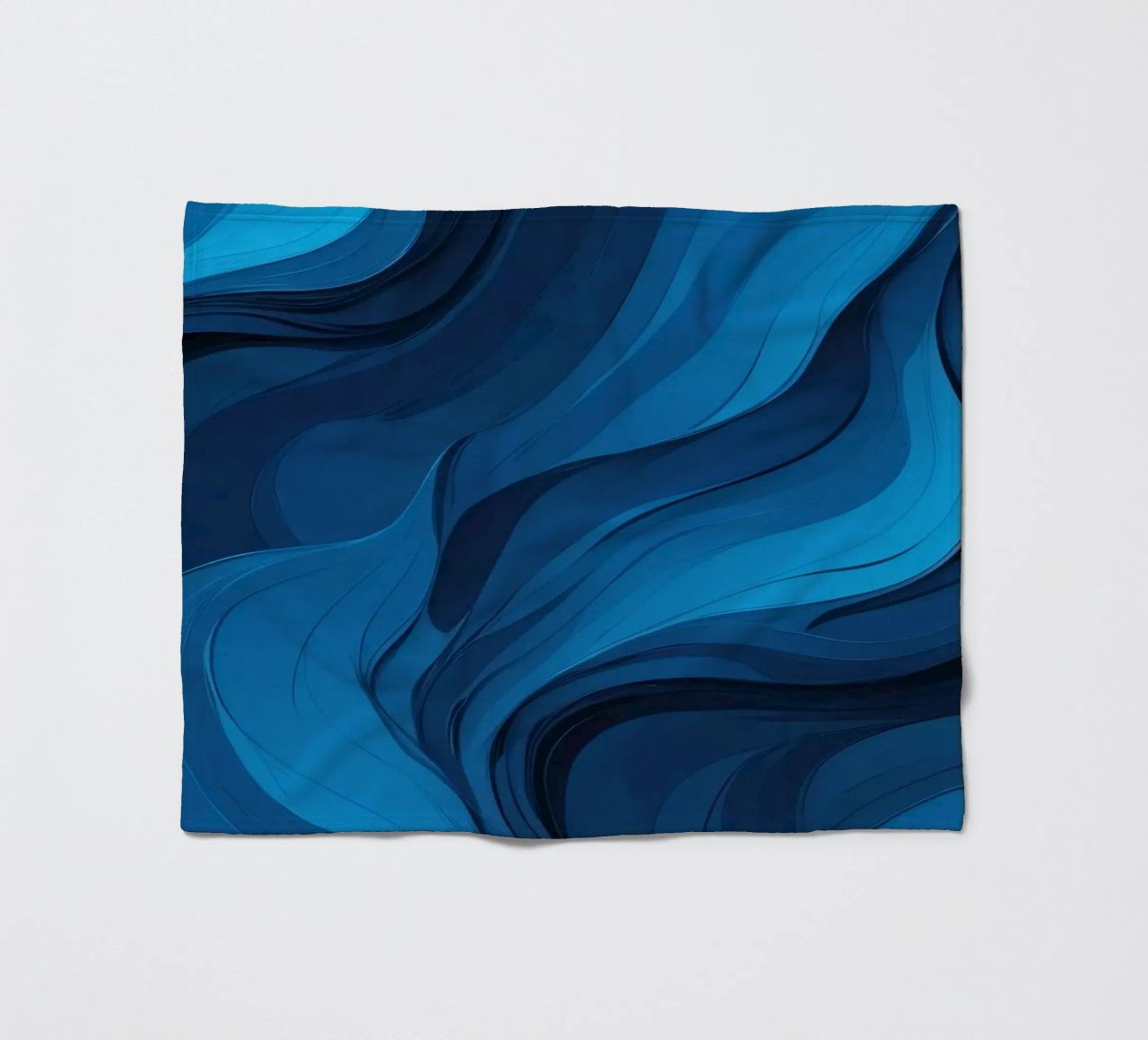 Dynamic blue waves create an abstract background flowing fleece blanket by DesignDoodle