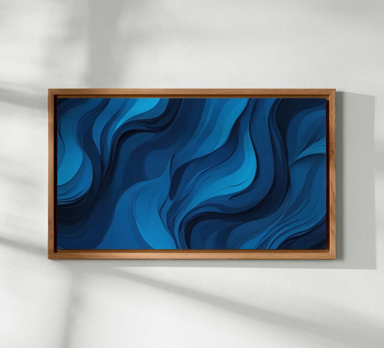 Dynamic blue waves create an abstract background flowing alu-dibond by DesignDoodle