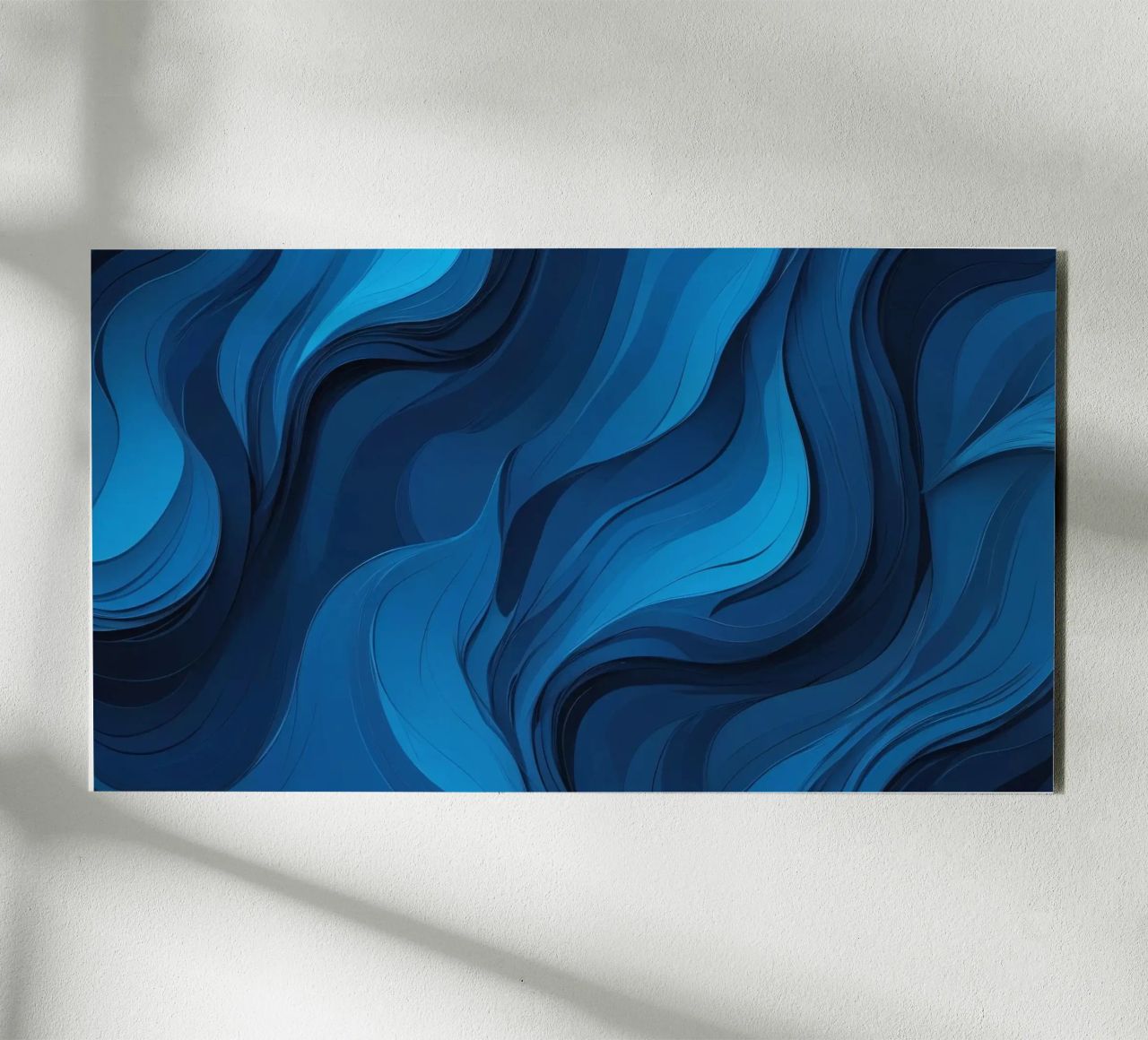 Dynamic blue waves create an abstract background flowing alu-dibond by DesignDoodle