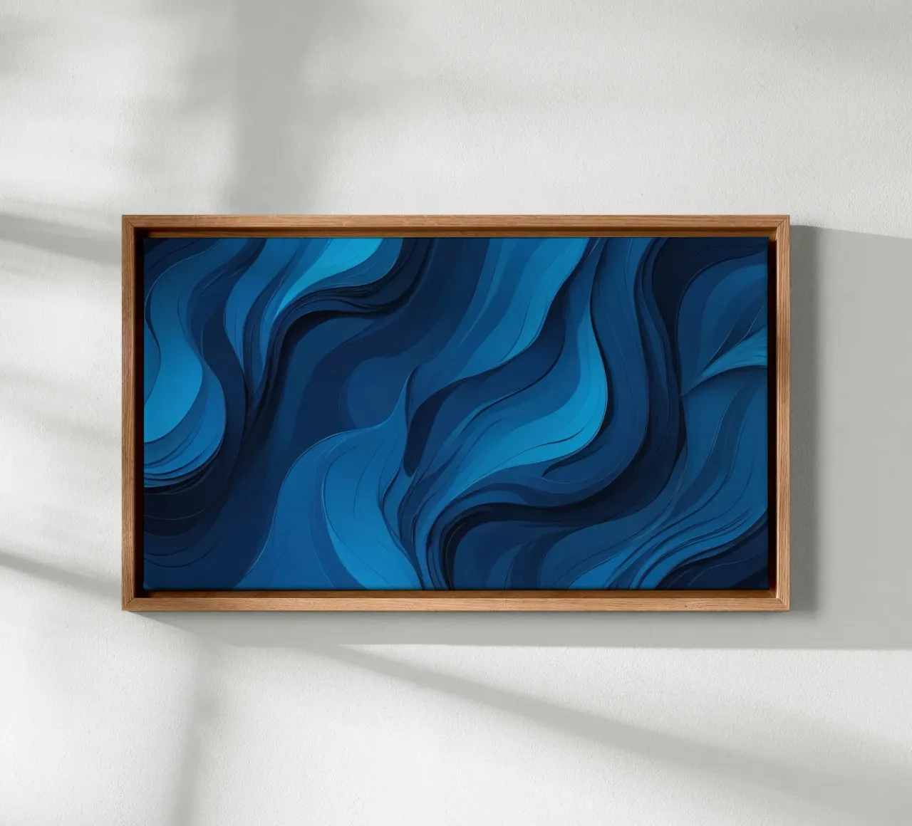 Dynamische blaue Wellen bilden einen abstrakten, fließenden Hintergrund Leinwand von DesignDoodle