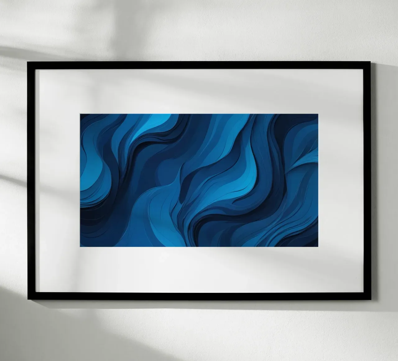 Dynamische blaue Wellen bilden einen abstrakten, fließenden Hintergrund Hahnemühle von DesignDoodle