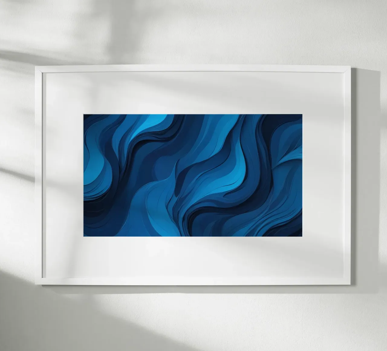 Dynamische blaue Wellen bilden einen abstrakten, fließenden Hintergrund Hahnemühle von DesignDoodle