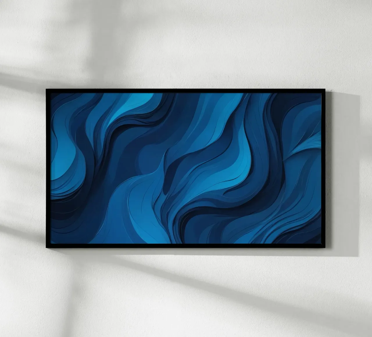 Dynamische blaue Wellen bilden einen abstrakten, fließenden Hintergrund Hahnemühle von DesignDoodle