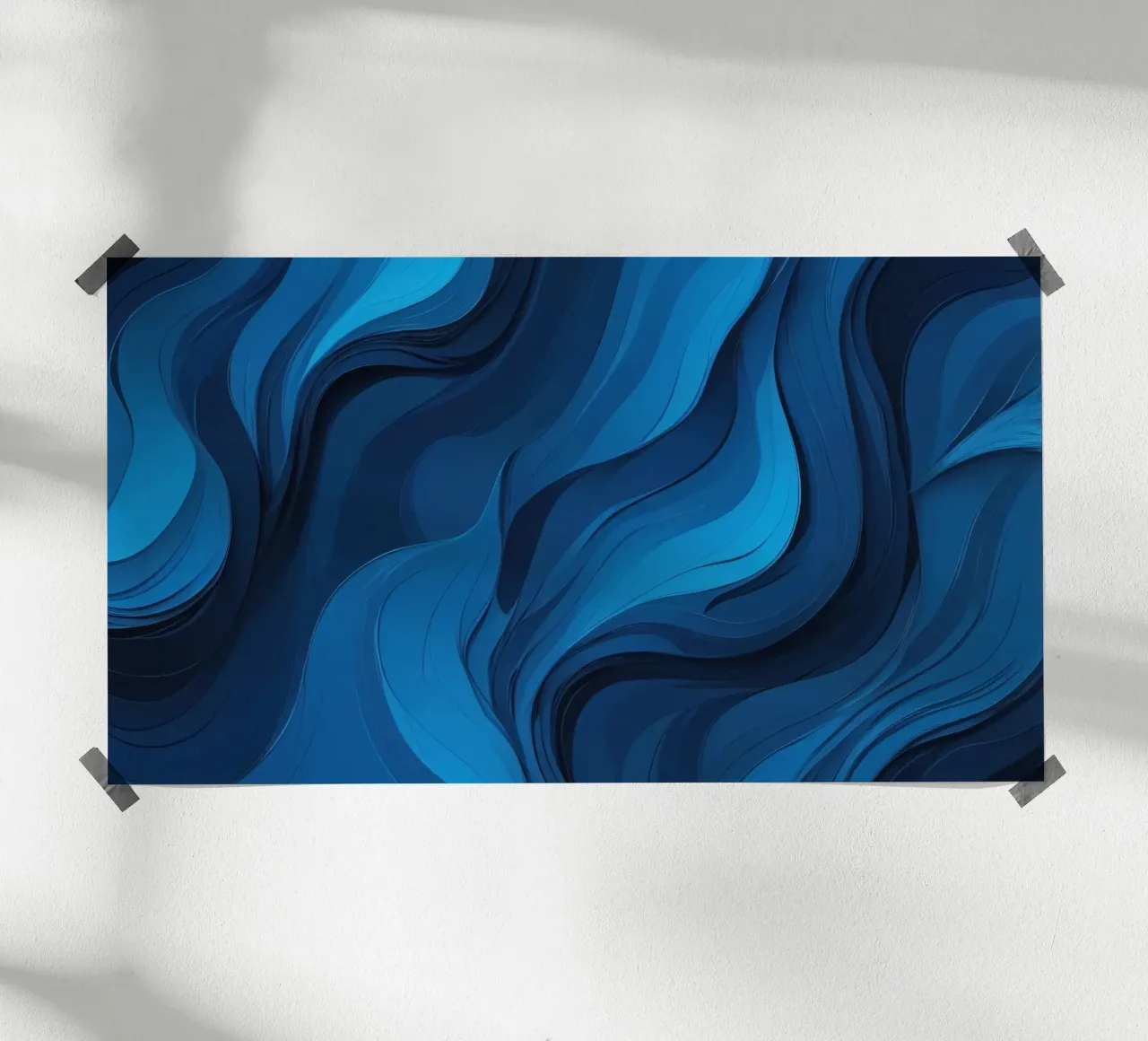 Dynamische blaue Wellen bilden einen abstrakten, fließenden Hintergrund Hahnemühle von DesignDoodle