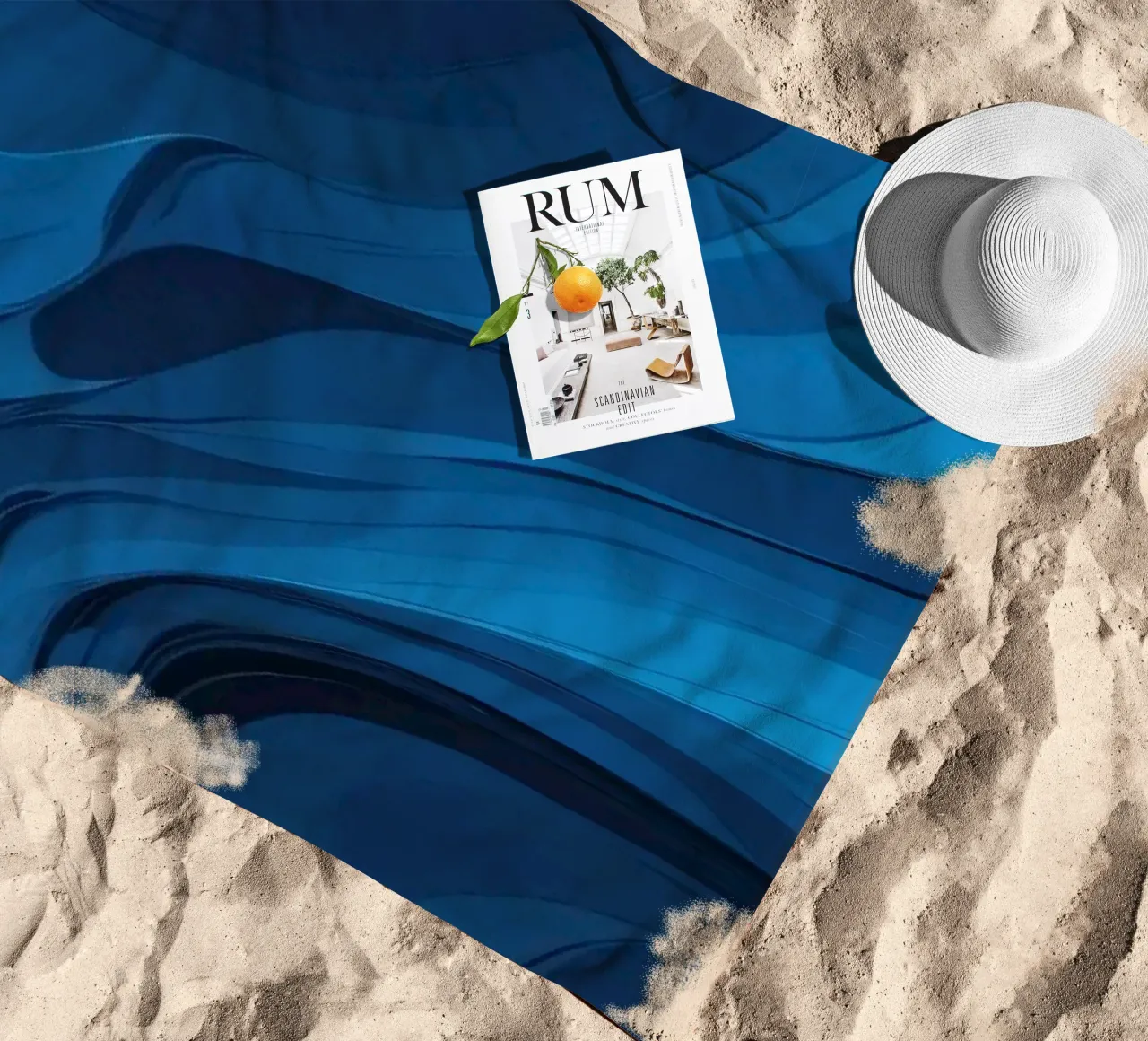 Onde blu dinamiche creano uno sfondo astratto che scorre telo mare da DesignDoodle