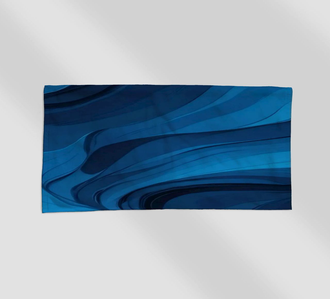 Dynamic blue waves create an abstract background flowing beach towel by DesignDoodle