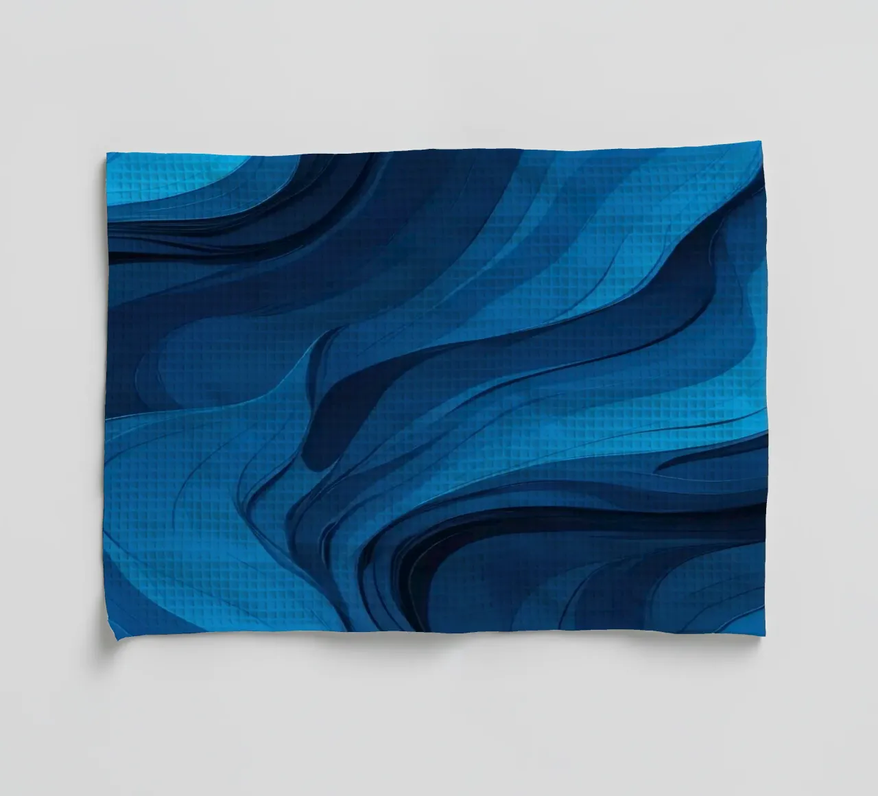 Dynamic blue waves create an abstract background flowing tea towel by DesignDoodle
