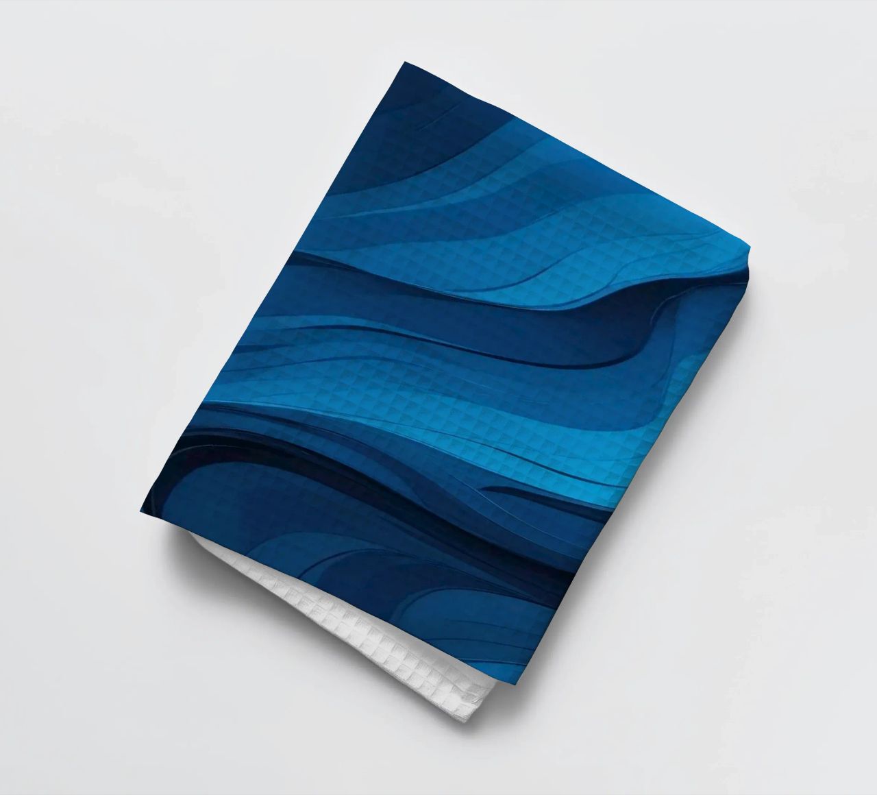 Dynamic blue waves create an abstract background flowing tea towel by DesignDoodle