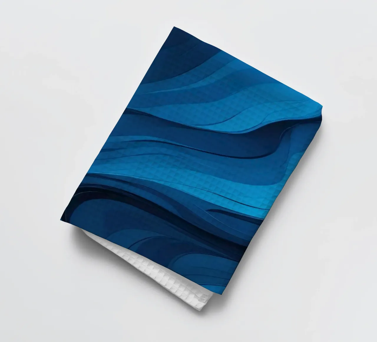 Dynamic blue waves create an abstract background flowing tea towel by DesignDoodle