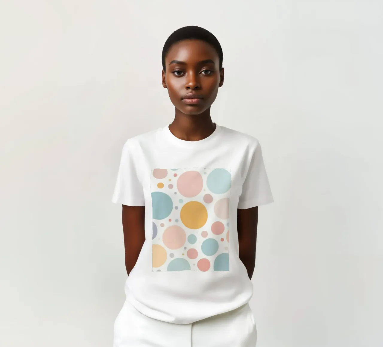 abstract design with pastel colored circles and dots t-shirt by DesignDoodle