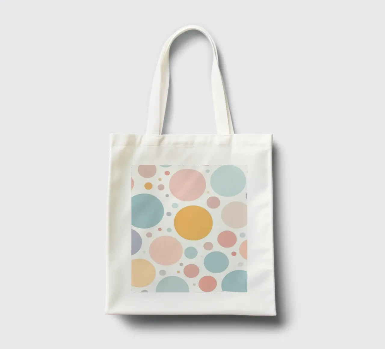 abstract design with pastel colored circles and dots tote bag by DesignDoodle