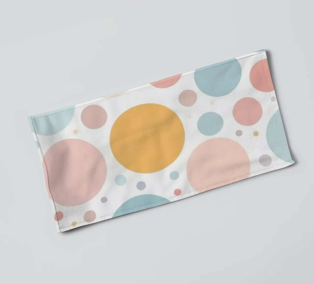 abstract design with pastel colored circles and dots towel by DesignDoodle