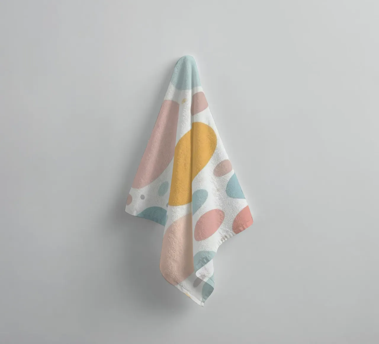 abstract design with pastel colored circles and dots towel by DesignDoodle