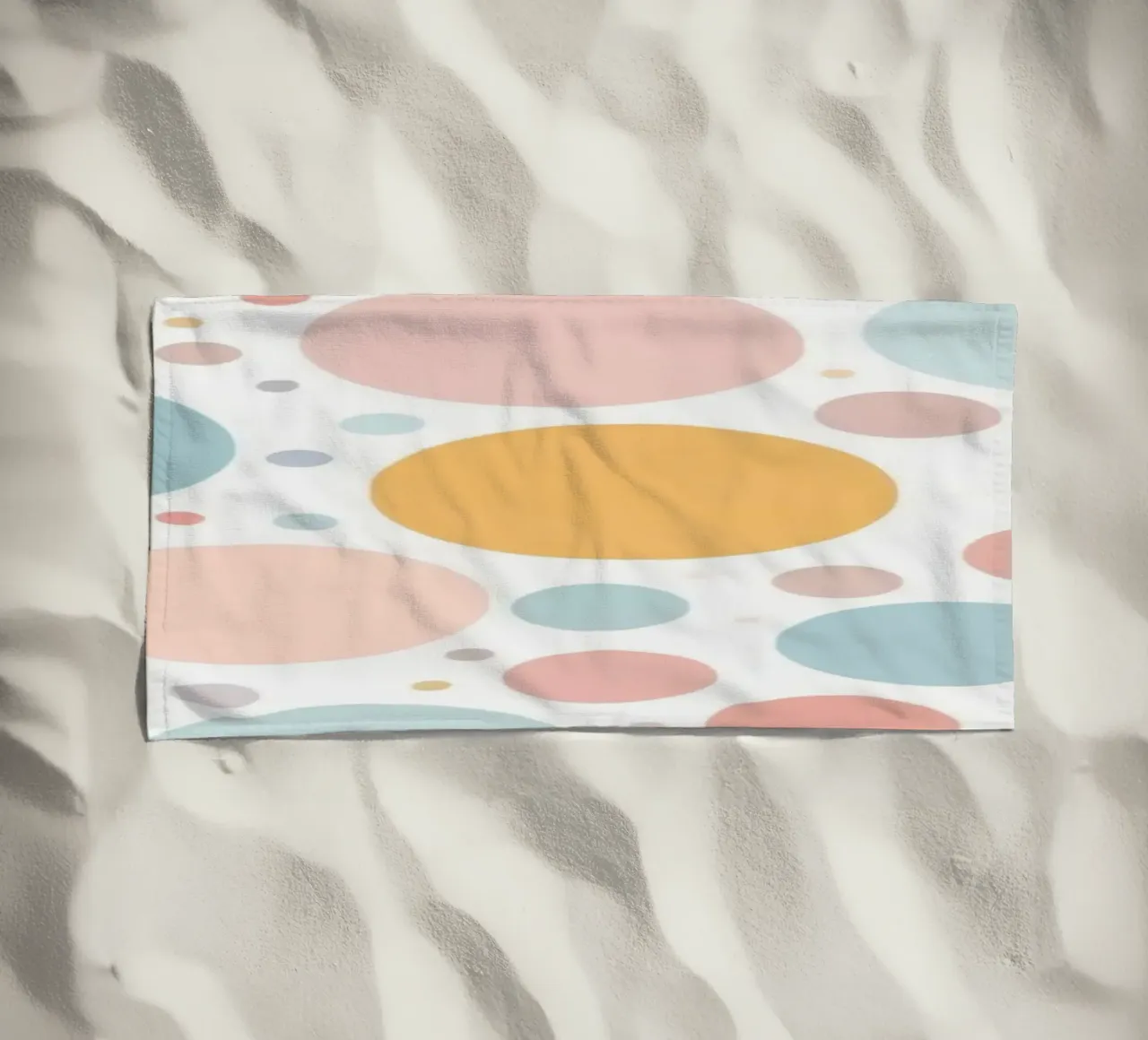 abstract design with pastel colored circles and dots beach towel by DesignDoodle