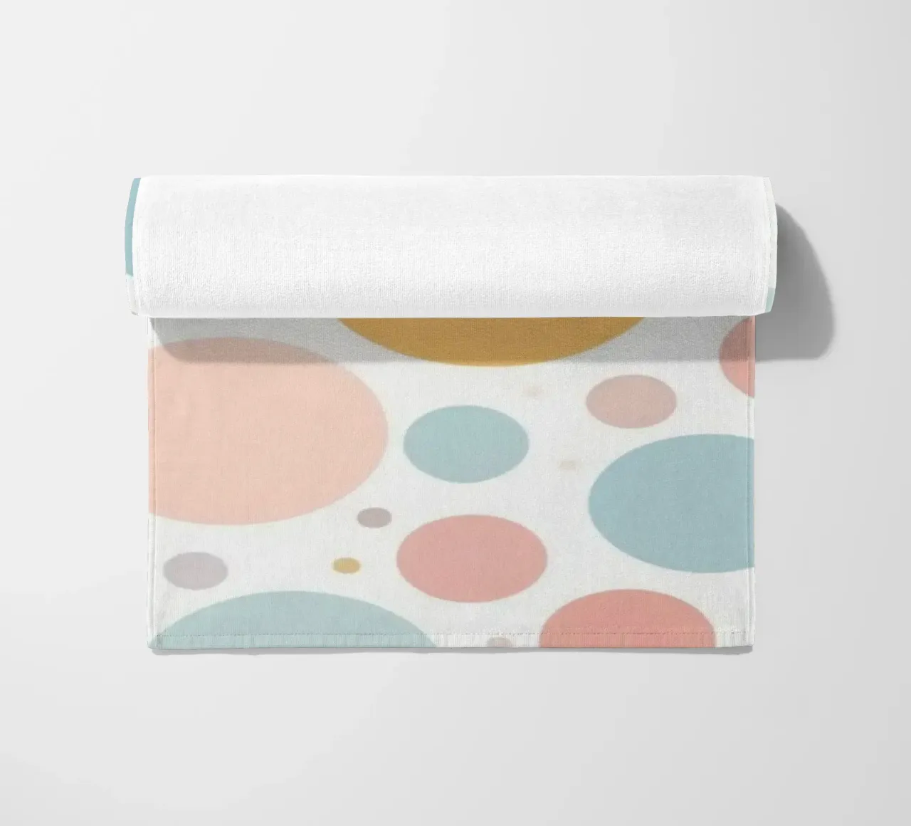 abstract design with pastel colored circles and dots beach towel by DesignDoodle