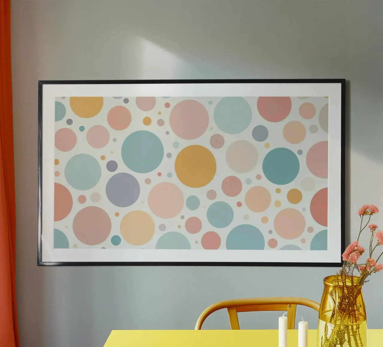 abstract design with pastel colored circles and dots hahnemühle by DesignDoodle