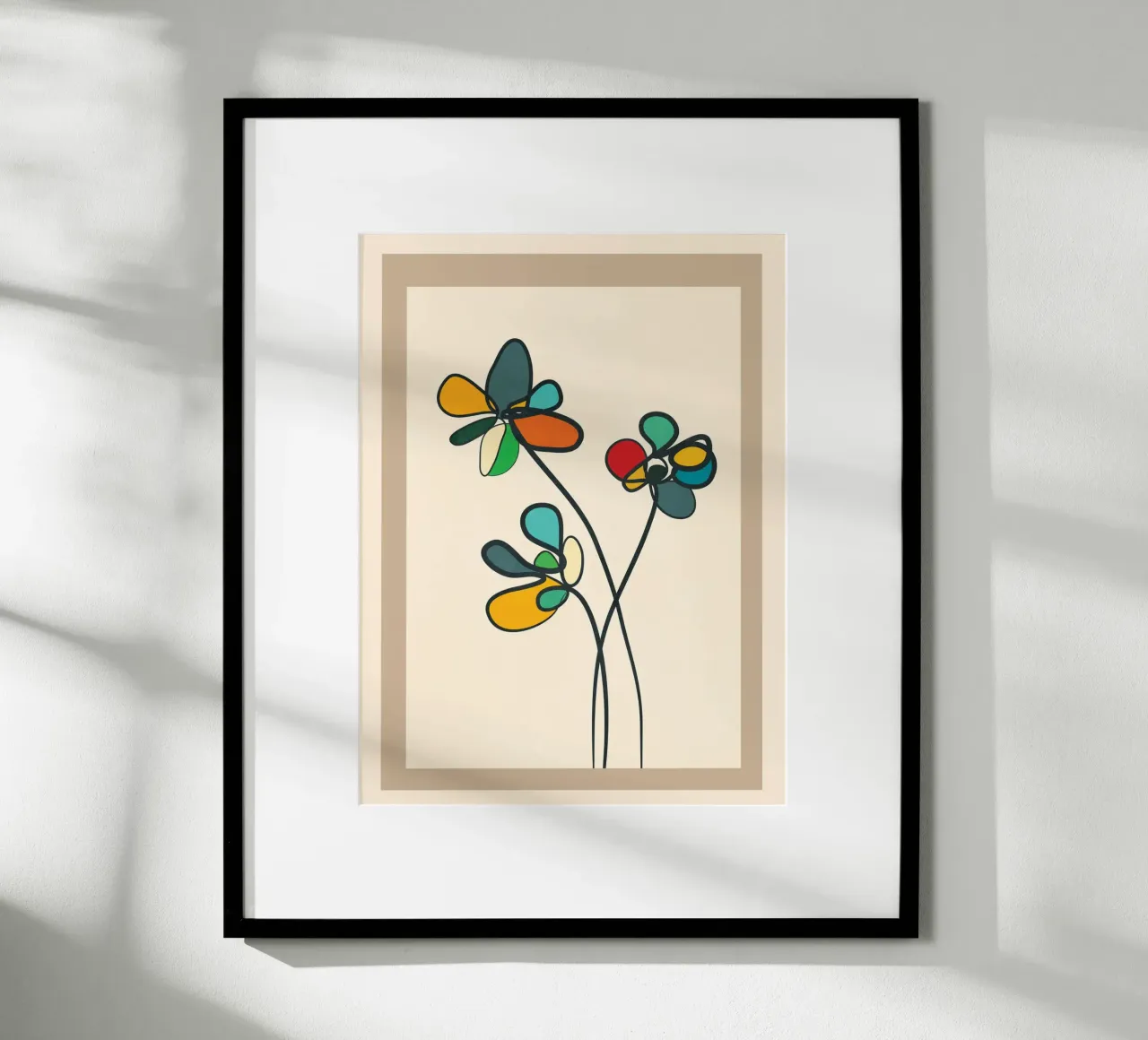 Line Little Wildflowers poster con telaio in legno da Flow Line