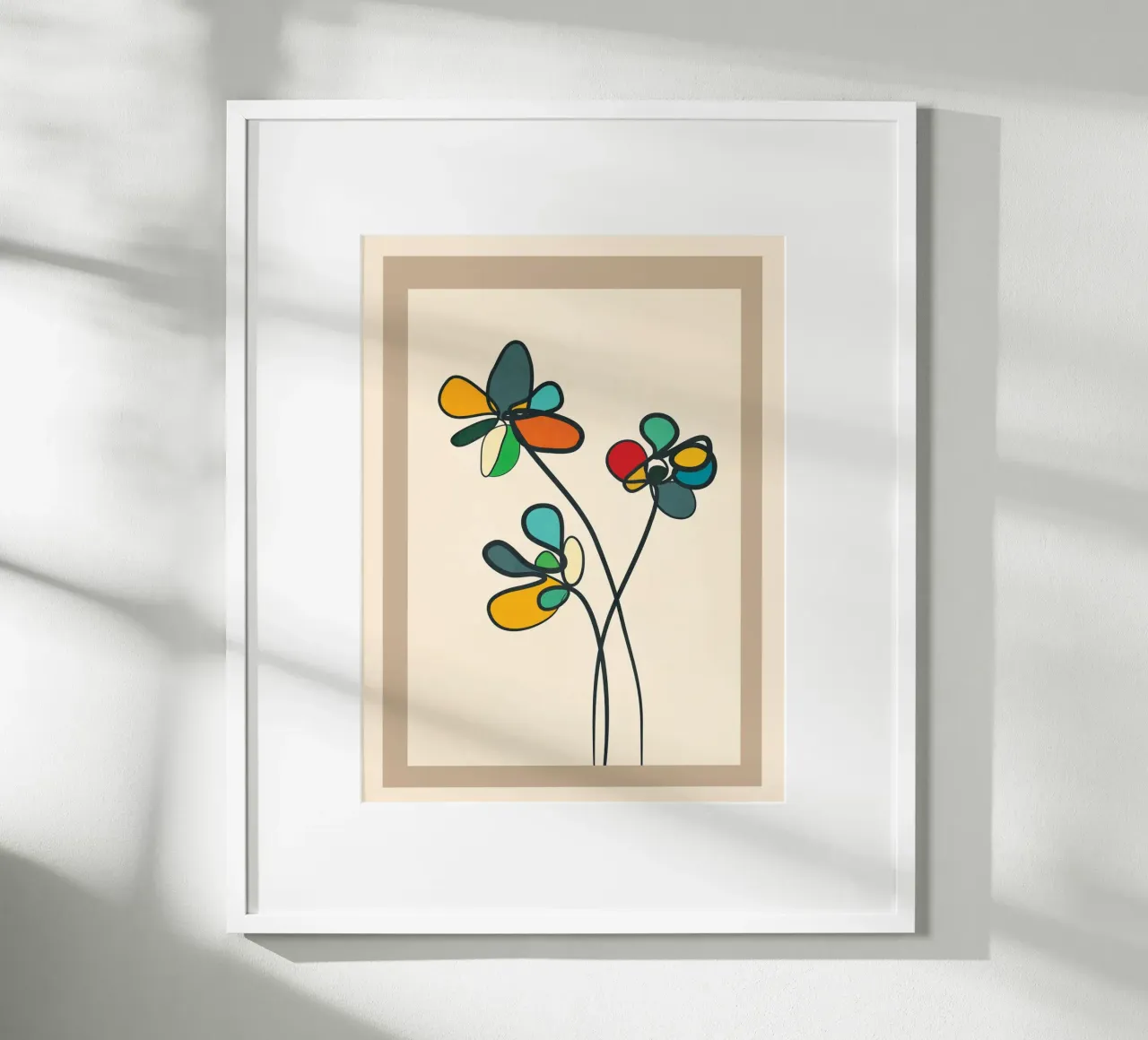 Line Little Wildflowers poster con telaio in legno da Flow Line