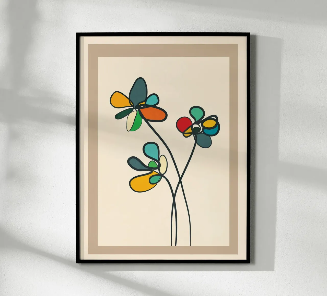 Line Little Wildflowers poster con telaio in legno da Flow Line