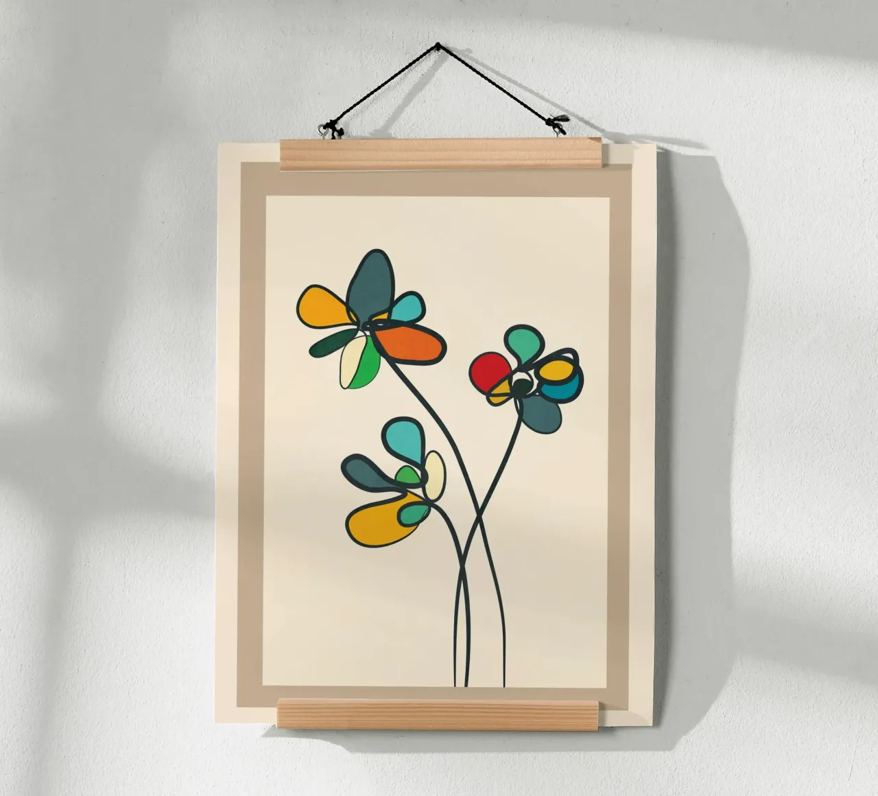 Line Little Wildflowers poster con telaio in legno da Flow Line