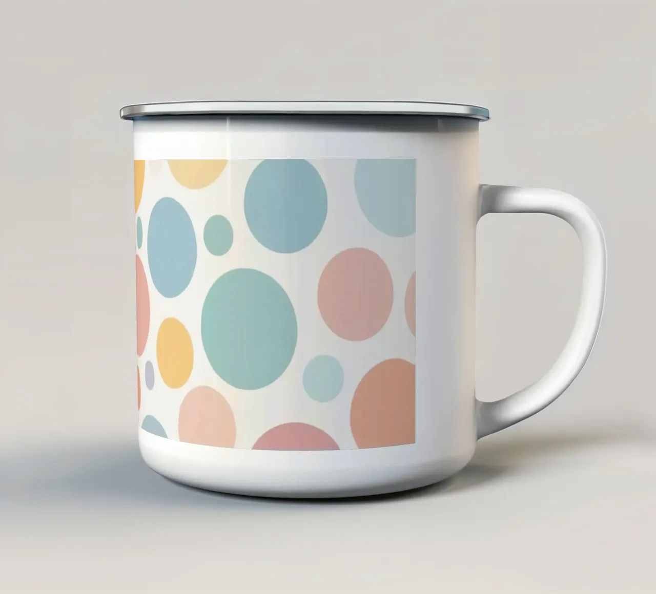 circles create a soothing  pastel background enamel mug by DesignDoodle