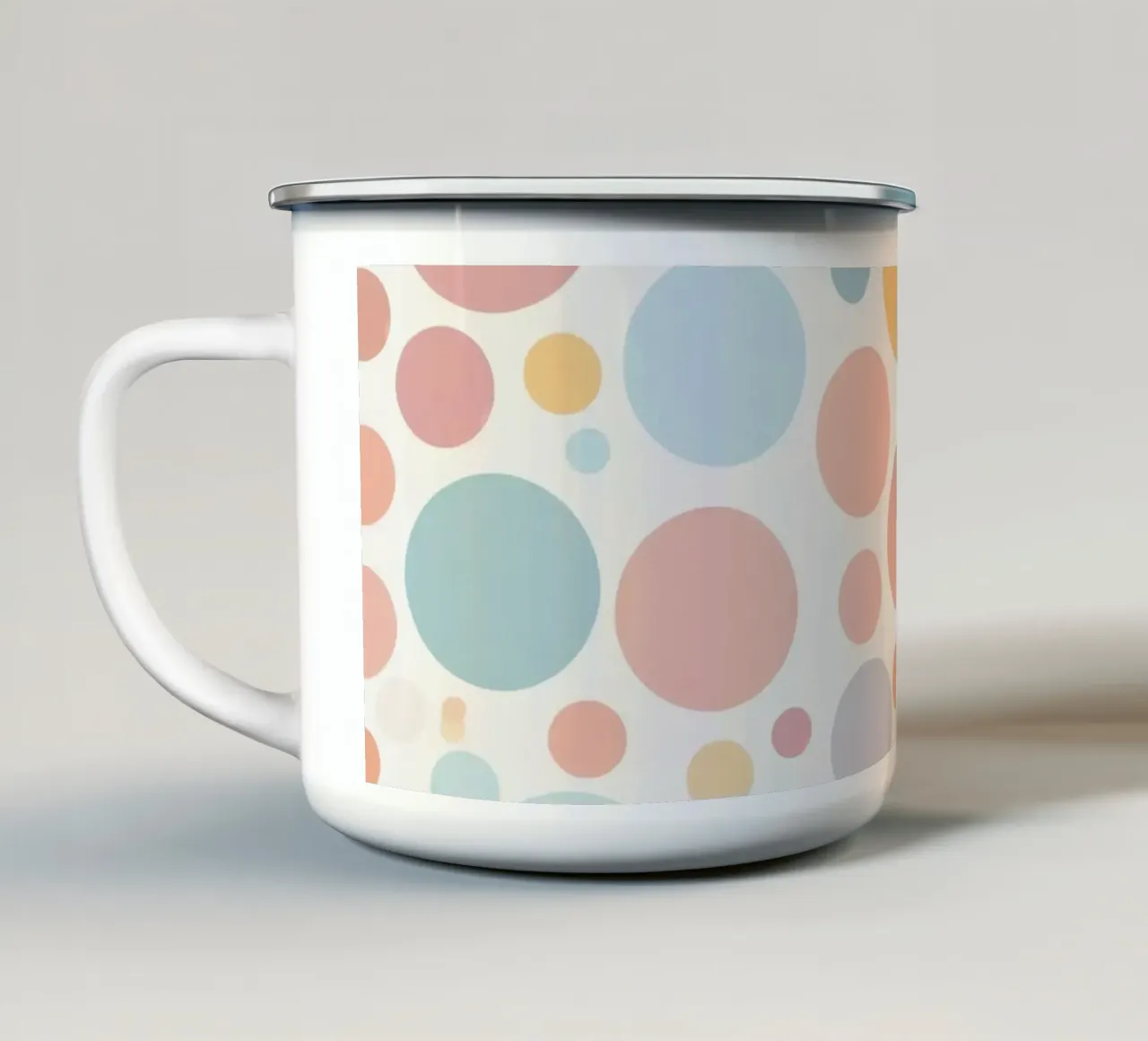 circles create a soothing  pastel background enamel mug by DesignDoodle