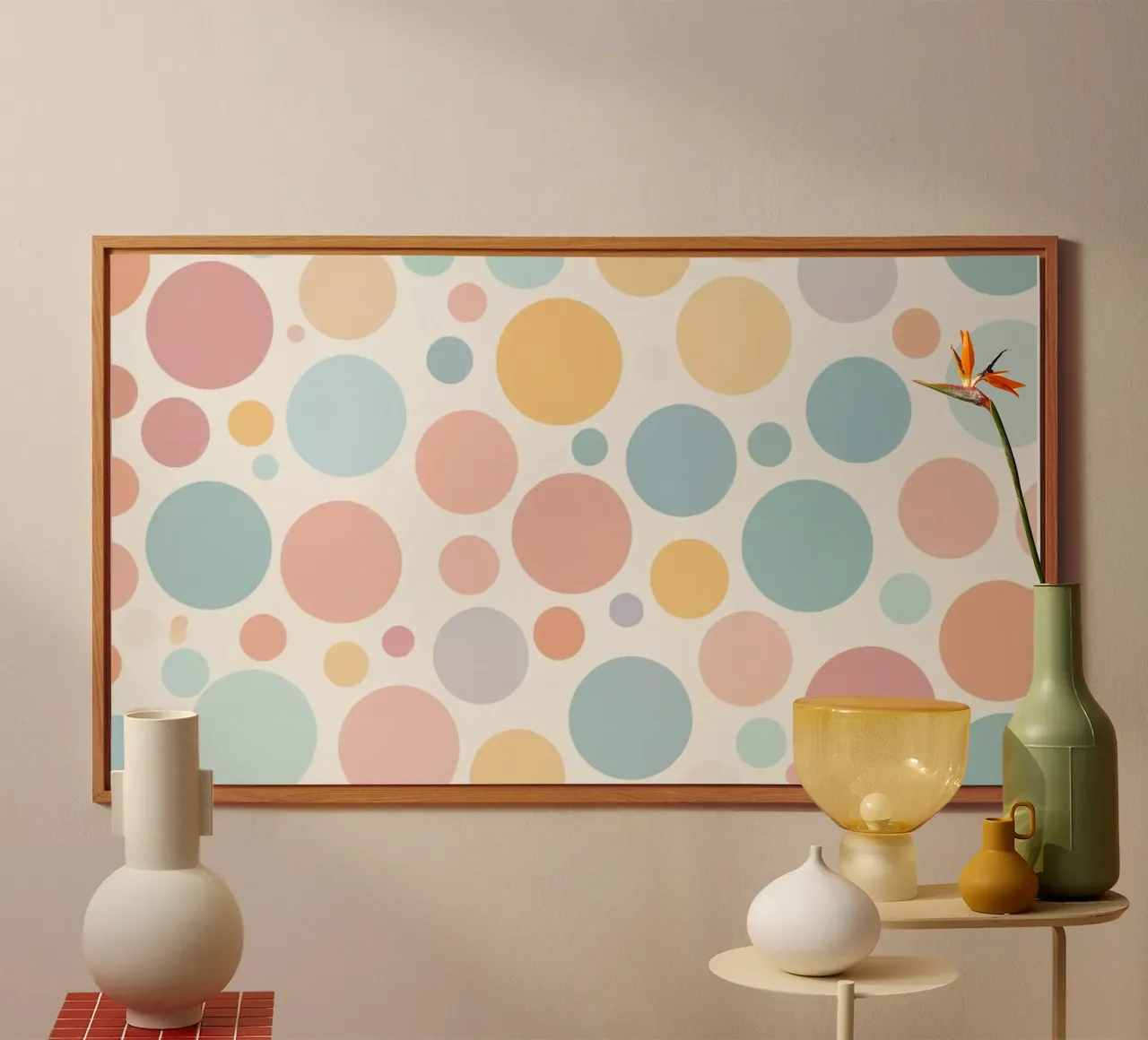 circles create a soothing  pastel background pannello forex da DesignDoodle