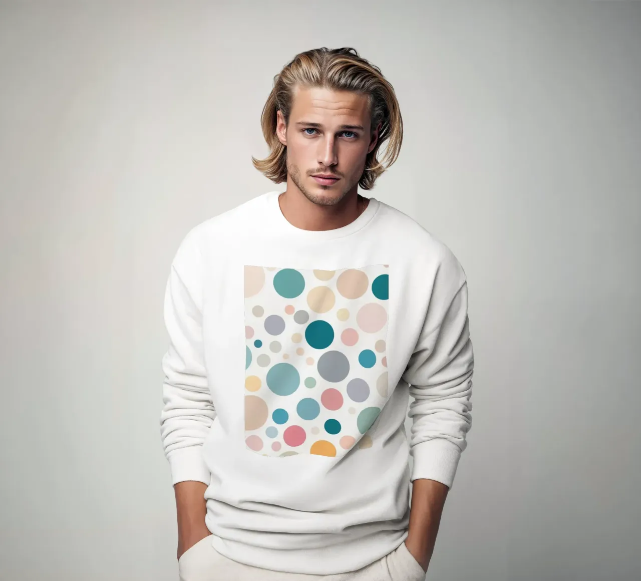 I cerchi creano un design di carta da parati vivace con toni morbidi felpa da DesignDoodle