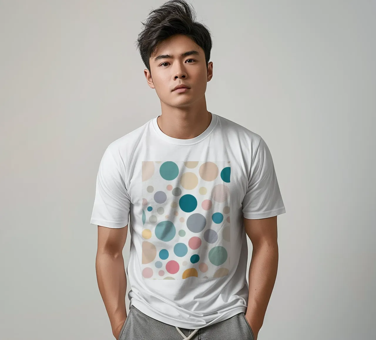 circles create a lively wallpaper design featuring soft tone t-shirt by DesignDoodle