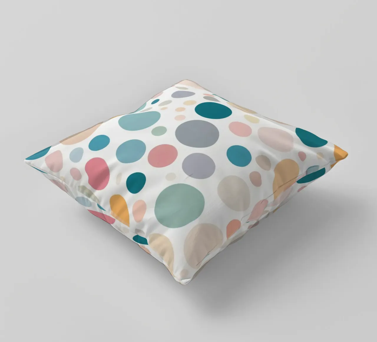 circles create a lively wallpaper design featuring soft tone decorative cushion by DesignDoodle