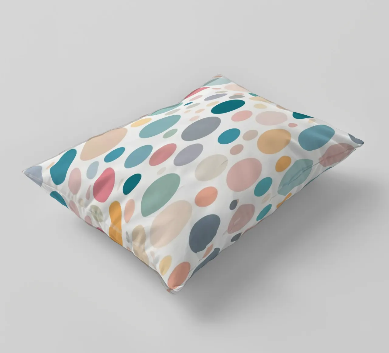 circles create a lively wallpaper design featuring soft tone decorative cushion by DesignDoodle