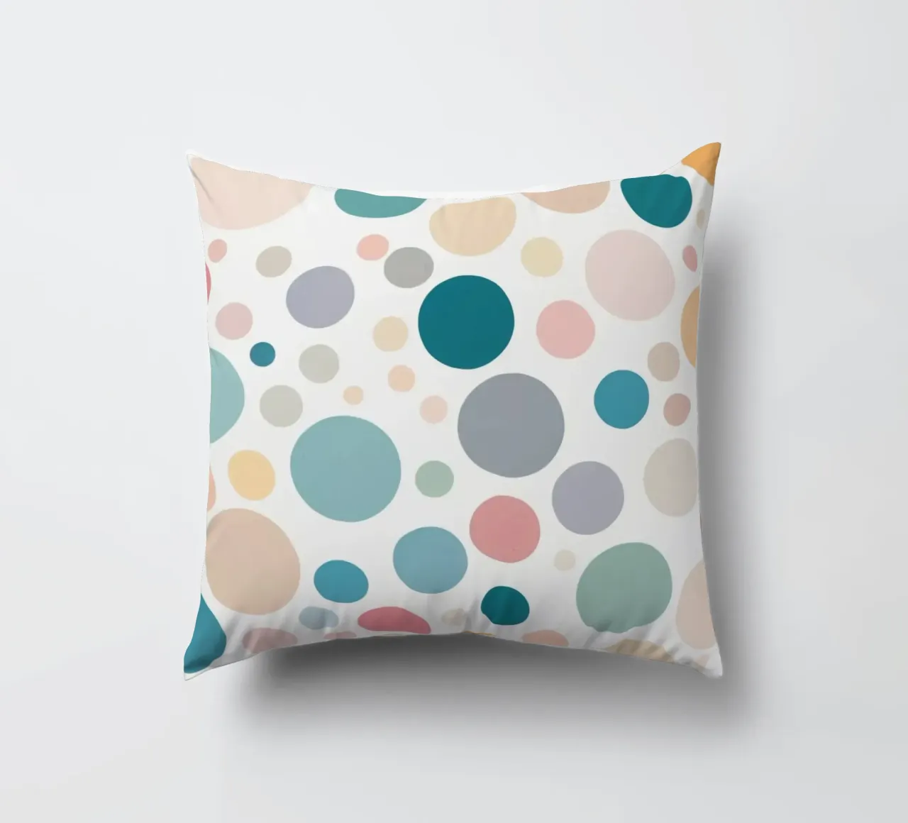 circles create a lively wallpaper design featuring soft tone decorative cushion by DesignDoodle