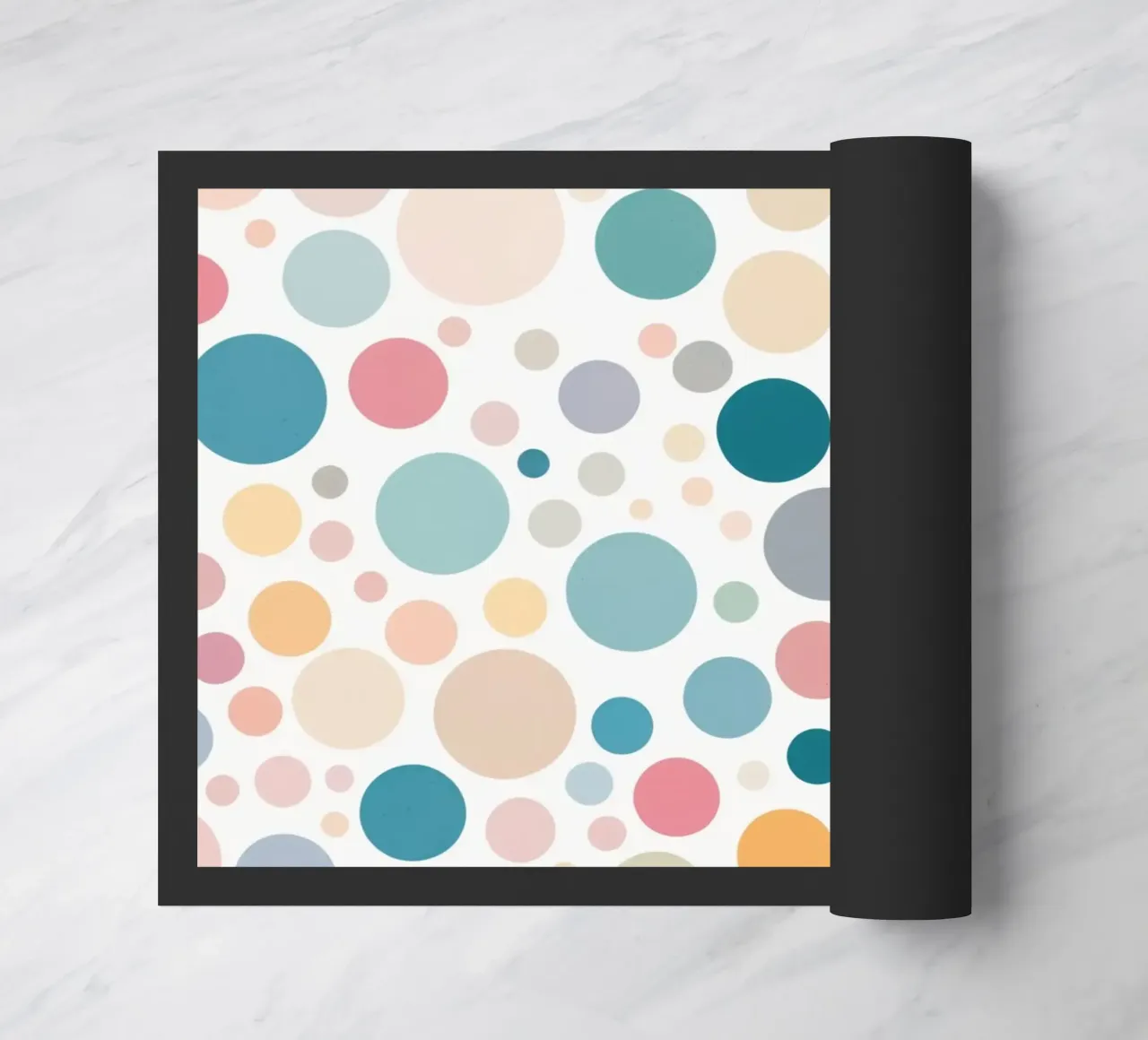 circles create a lively wallpaper design featuring soft tone doormat by DesignDoodle