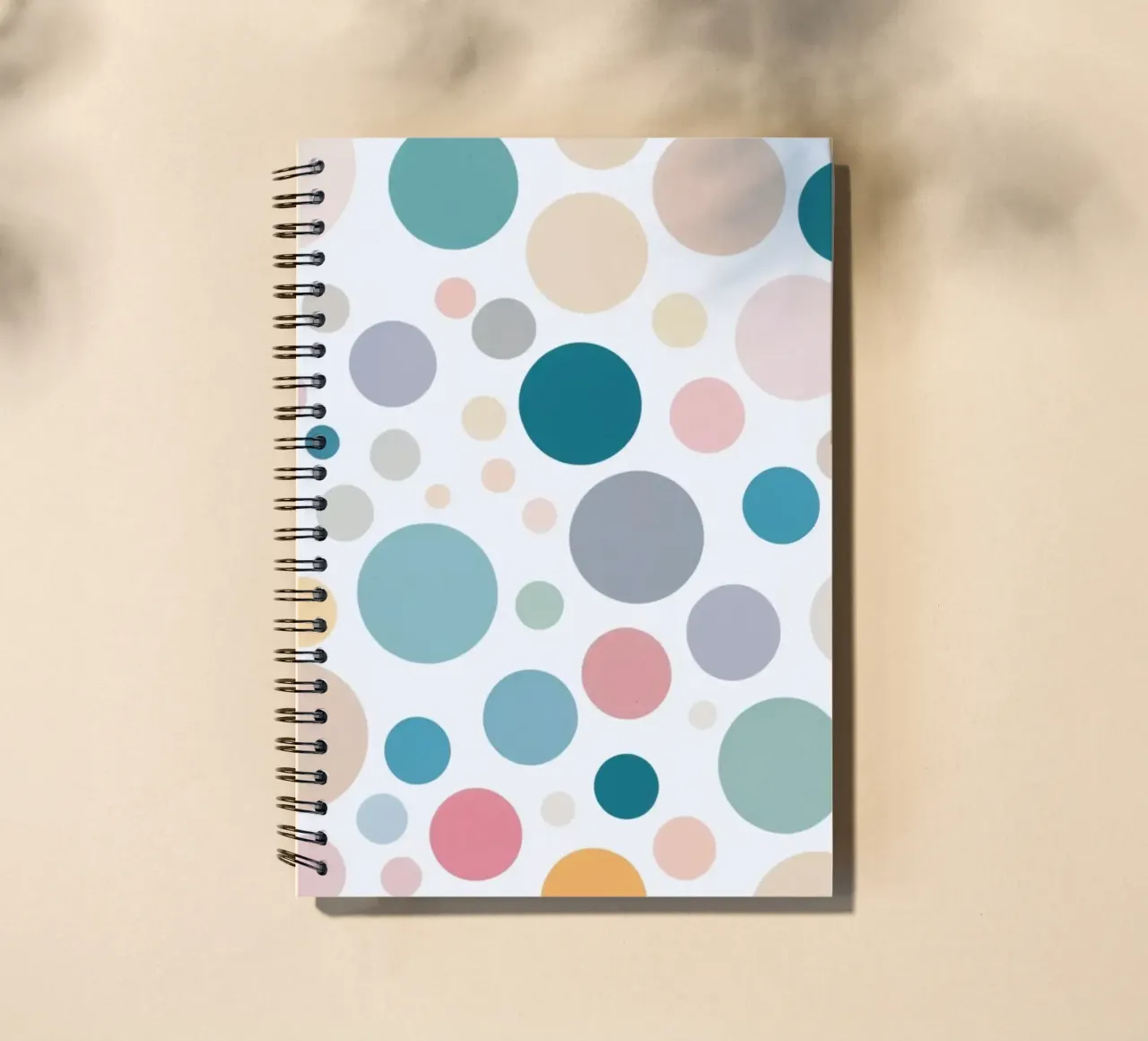 circles create a lively wallpaper design featuring soft tone spiral notebook by DesignDoodle