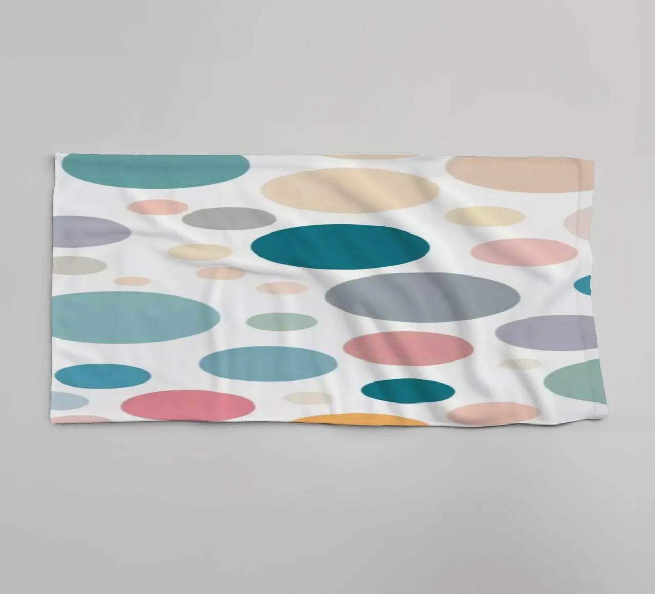 circles create a lively wallpaper design featuring soft tone towel by DesignDoodle